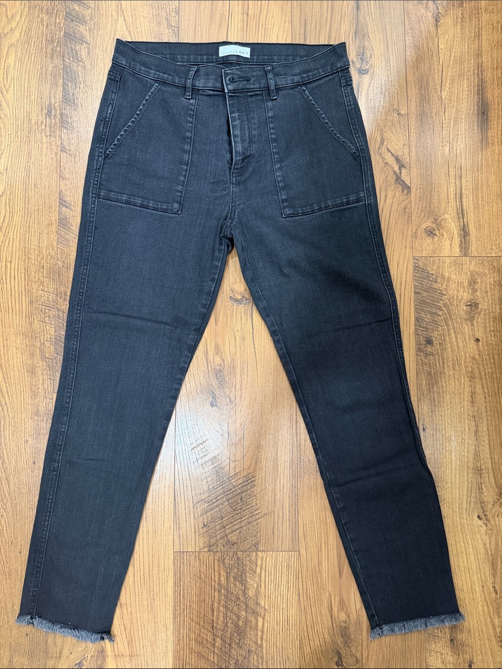 LOFT Black Ankle Crop High-Rise Jeans